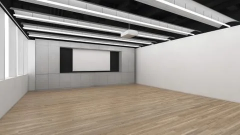 Modern Empty Room, 3D render interior design, mock up illustration Stock Illustration