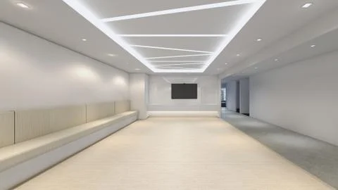 Modern Empty Room, 3D render interior design, mock up illustration Illustrazione stock