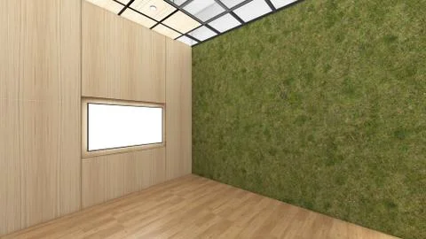 Modern Empty Room, 3D render interior design, mock up illustration Stock Illustration