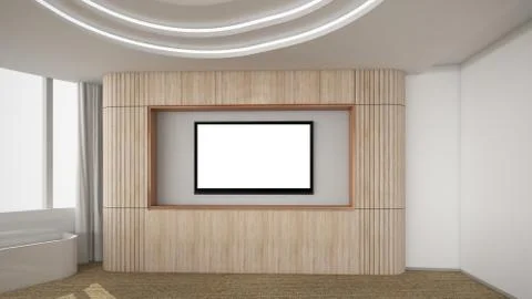 Modern Empty Room, 3D render interior design, mock up illustration Illustrazione stock