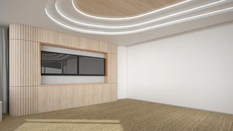 Modern Empty Room, 3D render interior design, mock up illustration Stock Illustration