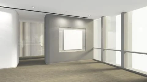 Modern Empty Room with blank frame for picture, 3d render interior design, mo Ilustración de archivo
