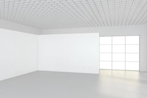 Modern empty room with white billboard. 3D Render Stock-Illustration