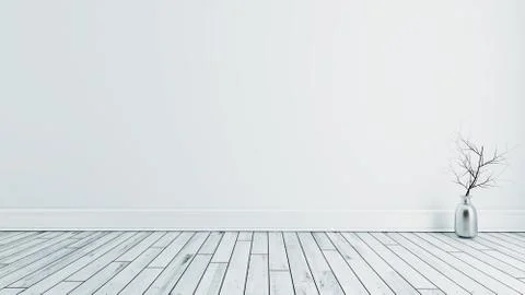 Modern empty room with white wall and floor interior.3D rendering Stock Illustration