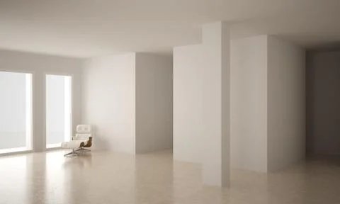 Modern empty space with limestone floor, minimalist architecture interior des Ilustración de archivo