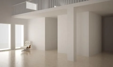Modern empty space with limestone floor, minimalist architecture interior des Ilustración de archivo