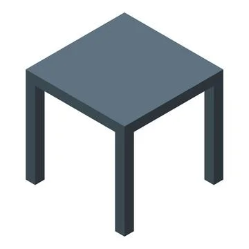 Modern empty square table standing on four legs isometric view Illustrazione stock