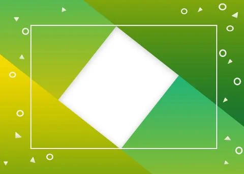 Modern Empty White Frame On Green Geometric Background Stock Illustration