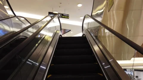 Modern Empty Working Escalator Going Up. 4K Ultra HD. Stock Footage 146716676