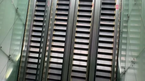 Modern Empty Working Escalator Going Up Stock Footage 318998801
