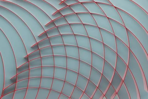 Modern energy abstract background with thin red curved lines, crossing, grid  Illustrazione stock