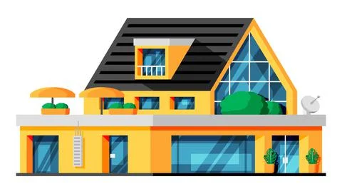 Modern Energy Efficient Building Isolated. Illustrazione stock