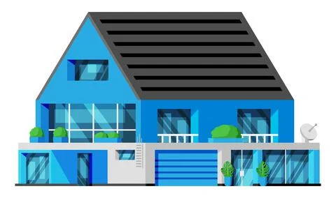 Modern Energy Efficient Building Isolated. Stock Illustration