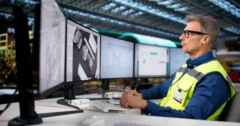Modern Engineer Developing 3D Aircraft Parts For Aviation Industry 写真素材