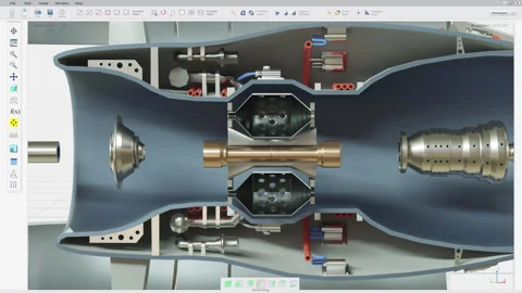 Modern Engineering Program Interface Assembling Machinery Engine Components 動画素材 271578650