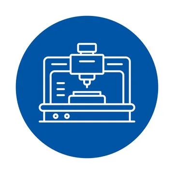 Modern Engraving Machine in a Circular Icon Design for Creative Industries Illustrazione stock