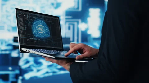 Modern entrepreneur strategizing AI driven transformation using data science Stock Footage 310967982