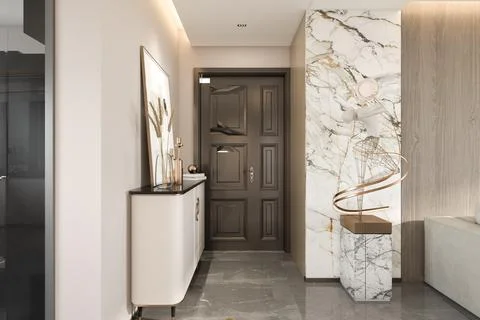 Modern entry lobby with interior design and decoration of your home decor Stock-Illustration