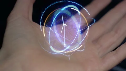 Modern eolic on a female hand Stock Footage 152613966