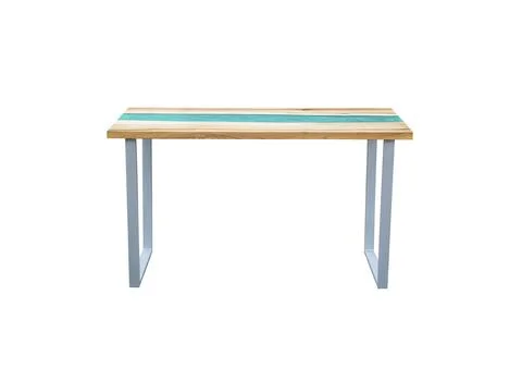 Modern epoxy dining table on white background. Interior element Stock Photos