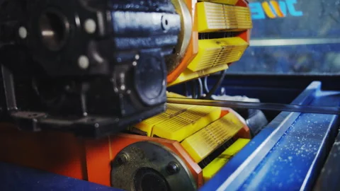 Modern equipment operates at factory of plastic materials Stock Footage 228780156