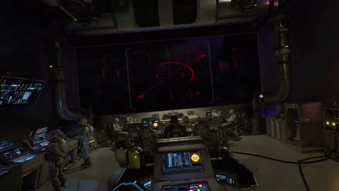Modern Equipment at Work in a High-Tech Starship Stock Footage 151579906