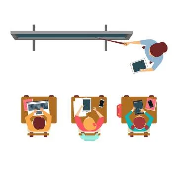 Modern Equipped Class From Above Stock Illustration