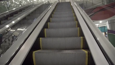 Modern Escalator Closeup Stock Footage 98935637