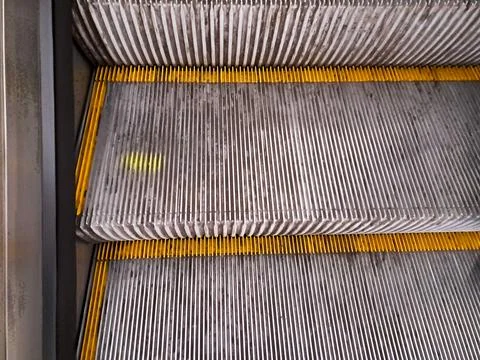 Modern escalator electronic system moving. escalator in the subway in Czech Stock Photos