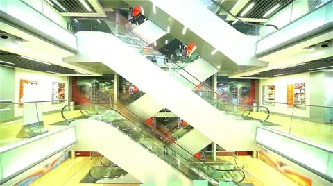 Modern Escalator Stock Footage 12319279