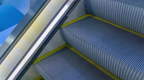 Modern escalator with a large hypermarket Stock Footage 63323214