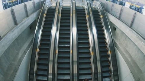Modern Escalator in Urban Setting Stock Footage 318938459