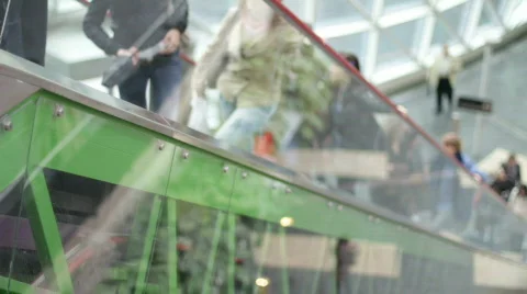 Modern escalators in the mall 3 Stock Footage 743598