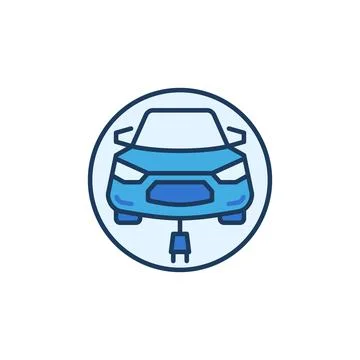 Modern EV with Plug vector concept round colored icon Stock Illustration