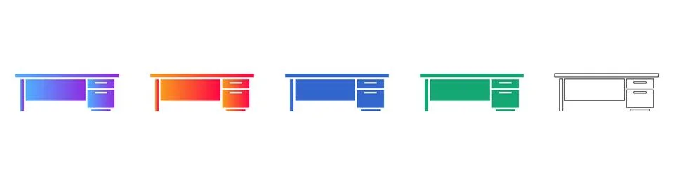Modern Executive Desk Icons Stockillustratie