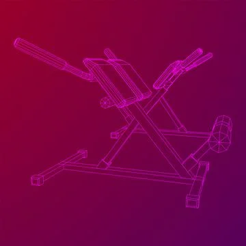 Modern exercise machine for the back and abs. Hyperextension simulator. Illustrazione stock