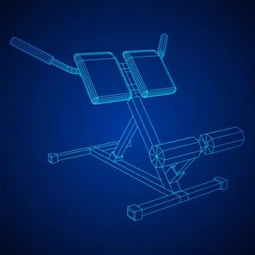 Modern exercise machine for the back and abs. Hyperextension simulator. Illustrazione stock