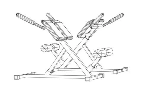 Modern exercise machine for the back and abs. Hyperextension simulator. Illustrazione stock