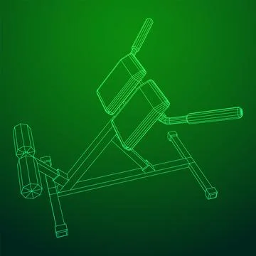 Modern exercise machine for the back and abs. Hyperextension simulator. Illustrazione stock