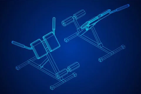 Modern exercise machine for the back and abs. Hyperextension simulator. Illustrazione stock