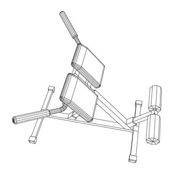 Modern exercise machine for the back and abs. Hyperextension simulator. Illustrazione stock