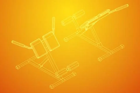 Modern exercise machine for the back and abs. Hyperextension simulator. Stock Illustration