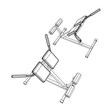 Modern exercise machine for the back and abs. Hyperextension simulator. Stock Illustration