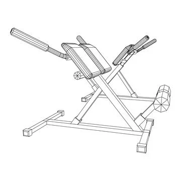 Modern exercise machine for the back and abs. Hyperextension simulator. Stock Illustration