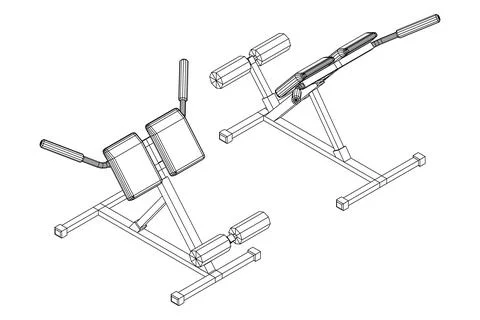 Modern exercise machine for the back and abs. Hyperextension simulator. Illustrazione stock