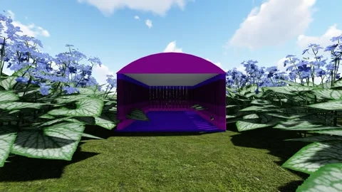 Modern Exhibition Stall in the Forest Stock Footage 346961700