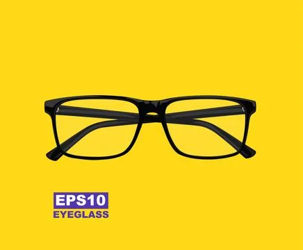Modern eyeglass isolated on a yellow background Stock Illustration