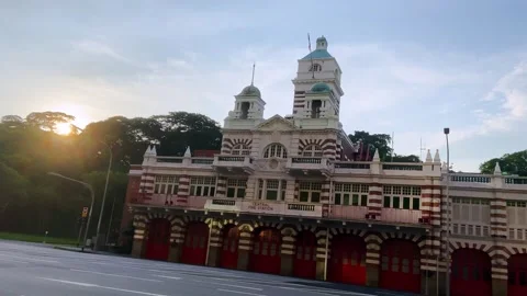 Modern Facade Of Central Fire Station In Singapore Taken During The Day- Vidéo 182779864