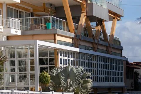 Modern facade of the hotel Stock Photos