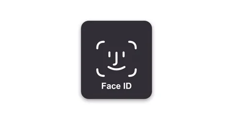Modern Face ID Recognition Icon Animation on Isolated White Background Stock Footage 333705830
